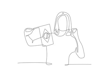 Excited woman holding brazil flag. Independence of brazil concept one-line drawing