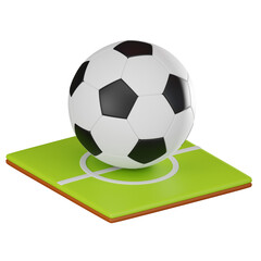 Soccer on the Green of Football Field. 3D Render