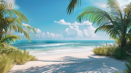 View on the beach with white sand Generative Ai