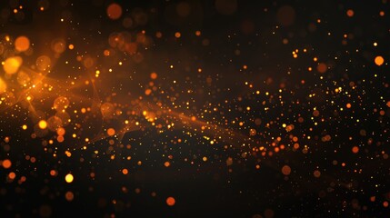 Orange starlight effect on black backdrop with glitter texture