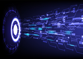 Blue cyber security concept background, abstract hi-tech pixel internet technology for website, business graphics. internet circuit