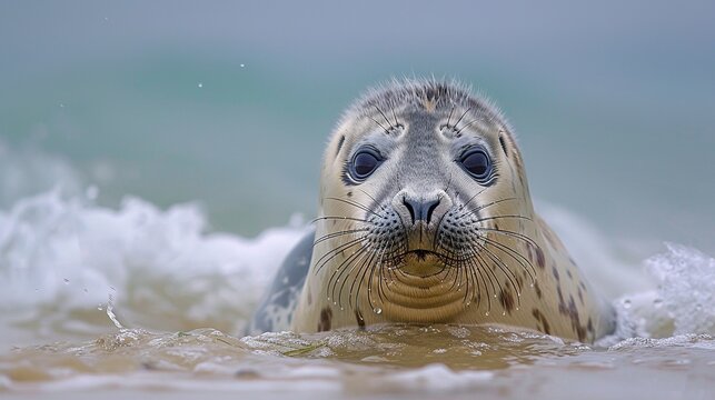 A seal is swimming in the ocean
