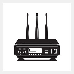 Sleek router vector silhouette: stylish black and white design for modern tech inspiration.