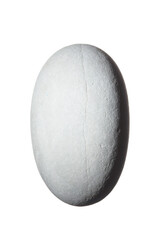 Smooth gray sea stone with shadow isolated on white background. Top view. Smooth sea rock.