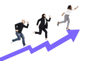 Png Business competitors racing to success, transparent background