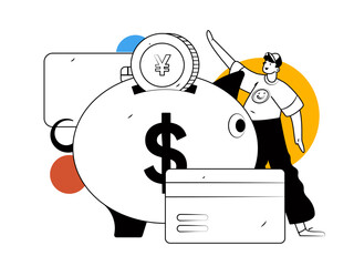 Internet financial management investment flat vector concept operation hand drawn illustration
