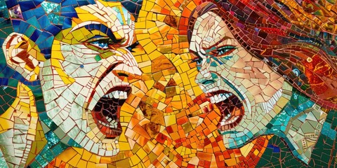 Fototapeta premium Mosaic Art Depiction of Argument
