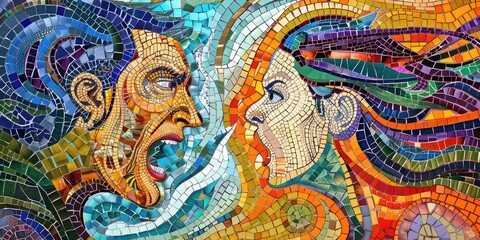 Fototapeta premium Artistic Mosaic of Emotional Conflict