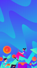 Internet financial management investment flat vector concept operation hand drawn illustration
