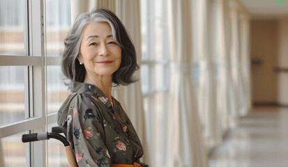 車椅子に座るシニア