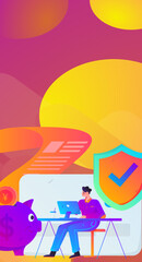 Internet financial management investment flat vector concept operation hand drawn illustration
