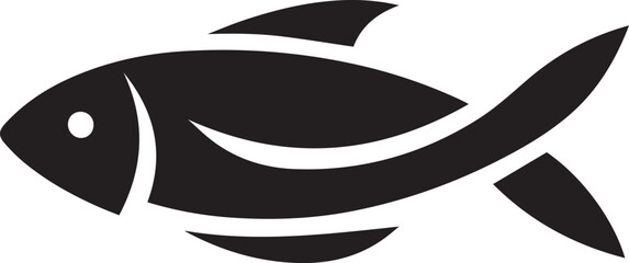 Fish silhouette in line art style. Fish vector by hand drawing. Fish tattoo on white background. Black and white fish vector on white background. Marine animal illustration. Marine life animal.