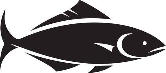 Fish silhouette in line art style. Fish vector by hand drawing. Fish tattoo on white background. Black and white fish vector on white background. Marine animal illustration. Marine life animal.