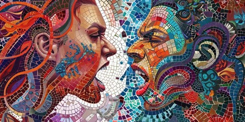 Fototapeta premium Artistic Mosaic of Emotional Conflict