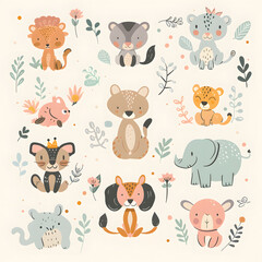 animal cartoon illustrator card or background