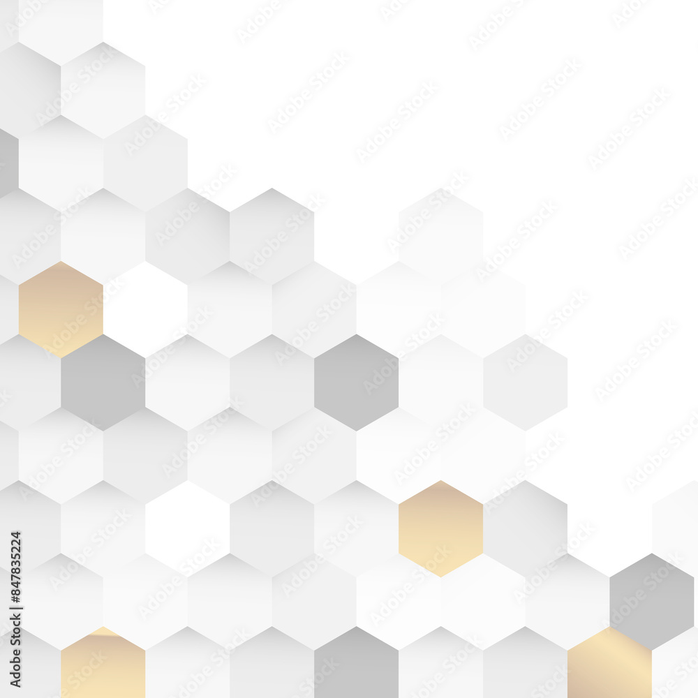 Poster gray and gold hexagon pattern design element