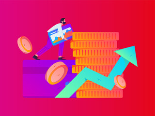 Internet financial management investment flat vector concept operation hand drawn illustration
