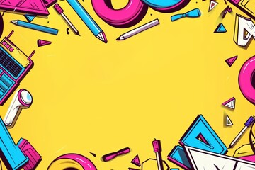 90s themed yellow party background featuring blank central space for copy - vintage - celebration - graphic design