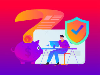 Internet financial management investment flat vector concept operation hand drawn illustration
