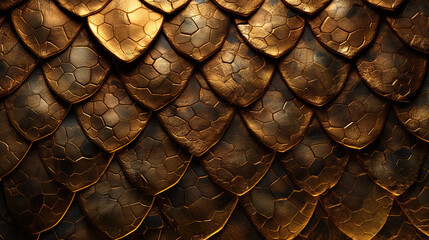 Golden metal texture of dragon or snake scales