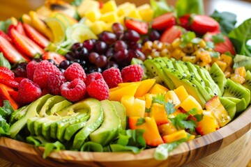 Fresh and Vibrant Salads: Colorful Mix of Vegetables, Fruits, Nuts, and Dressings for Health-Conscious Audiences