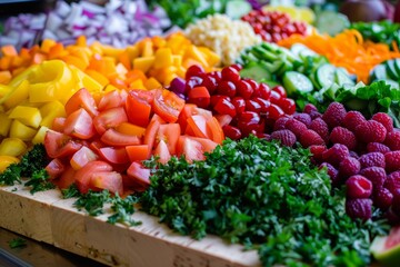 Colorful Salad Creations: Fresh Veggies, Fruits, Nuts & Dressings for Health Blogs, Wellness Sites, Food Magazines