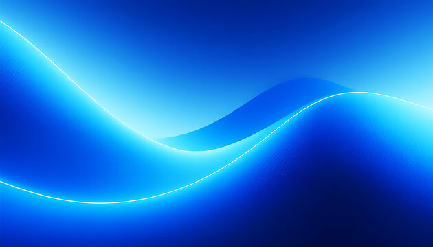 abstract blue background with glowing curvy lines illuminated with neon light