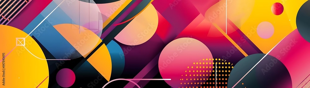 Poster a colorful abstract design featuring a red circle, a green triangle, and a blue square arranged in a