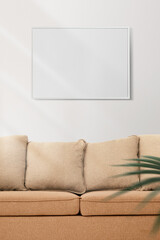 Picture frame png mockup in a minimal living room