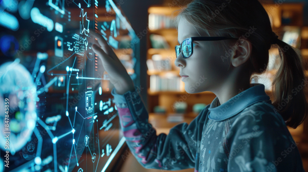 Poster innovative teacher utilizing ai-powered educational tools to enhance classroom learning experience