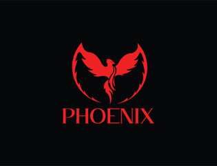 Phoenix bird in red color logo template