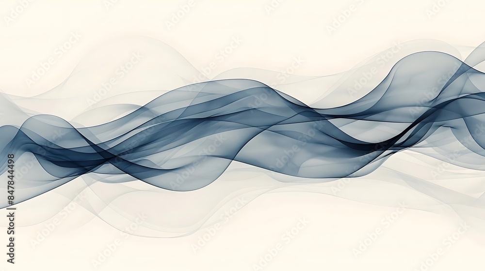 Poster a blue and white wave of smoke on a isolated background, with a red and white striped object in the 