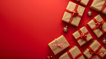 Present boxes holiday background with copy space design