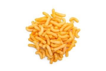 Cheese corn sticks isolated on white background.