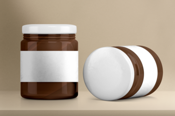 Label png mockup, glass jars with transparent design space