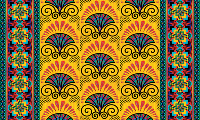 African ethnic native pattern.Traditional kente,ankara,kitenge,chitenge,capulana african wax print fabric pattern.Abstract vector motif pattern.For fabric,clothing,blanket,carpet,woven,wrap,decoration