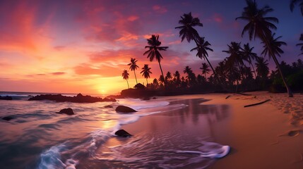 sunset over the beach