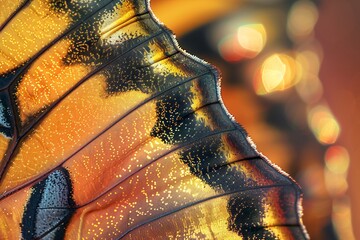 Close-up of a butterfly wing revealing its intricate pattern and texture