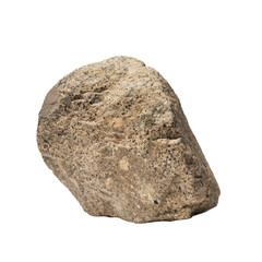 Obraz premium Single Large Brown Rock Isolated on White Background
