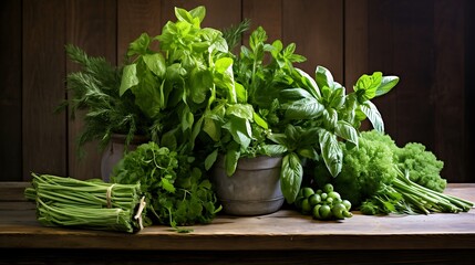 Farm Fresh: Green Vegetables in a Wheat Field Composition
