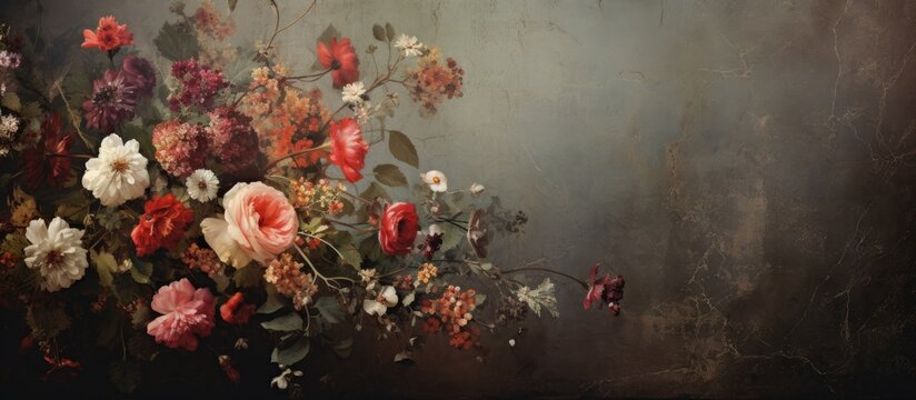 flower wallpaper hd with painting design. Creative banner. Copyspace image