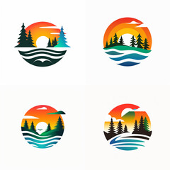 minimalist logo outdoor them with a lake or woods