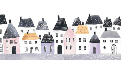 手書きのモダンな街並み-5