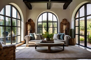 Wooden Coffee Table With Wicker Basket Near Sofa In Living Room