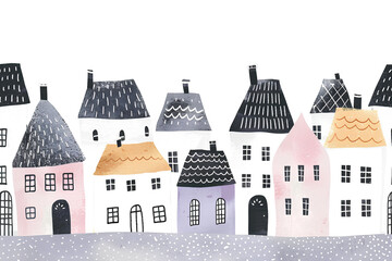 手書きのモダンな街並み-5