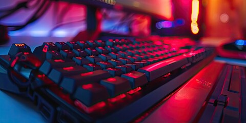 Fototapeta premium Modern Gaming Setup with Mechanical Keyboard