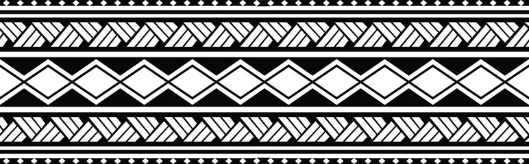 Polynesian pattern tribal tattoo border. Tribal tattoo geometric fore arm samoan band.Tattoo eps forearm samoan sleeve bracelet.Fabric seamless isolated hawaiian pattern on white background.