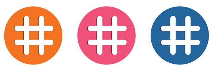 hashtag icon symbol, popular trend for social media tags - the hash icon symbol. trending explore icons, marketing promotion Advertising signs