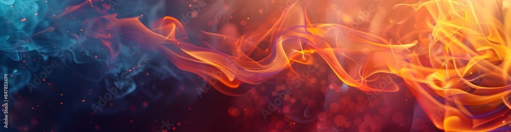 Poster a background of fire and flames with space for text or graphics on the right side
