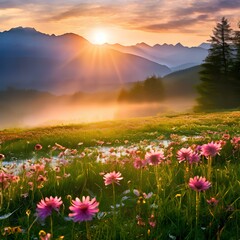 Obraz premium sunrise in the mountains